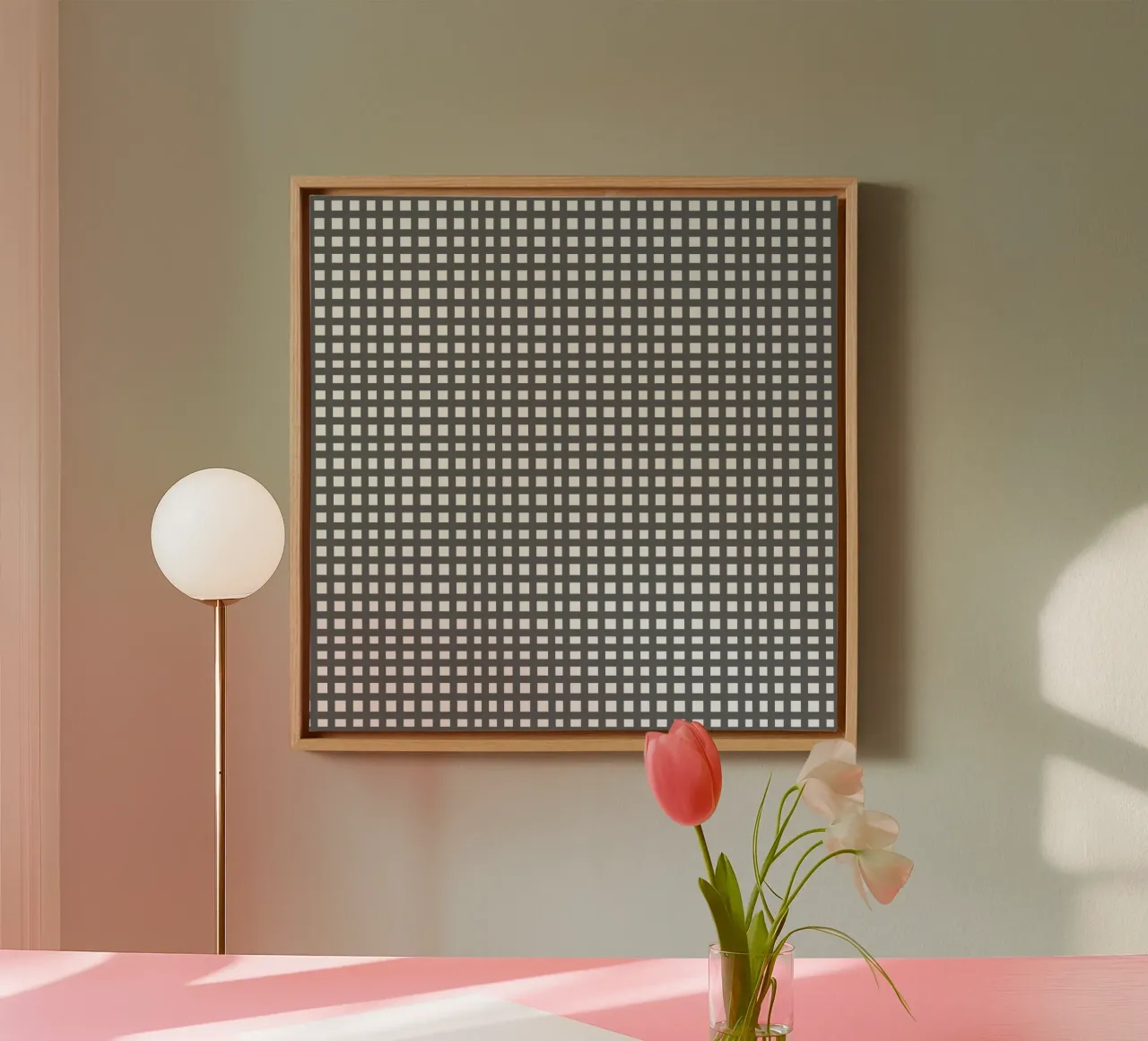 Grey square mesh grid canvas van baobabprintstore