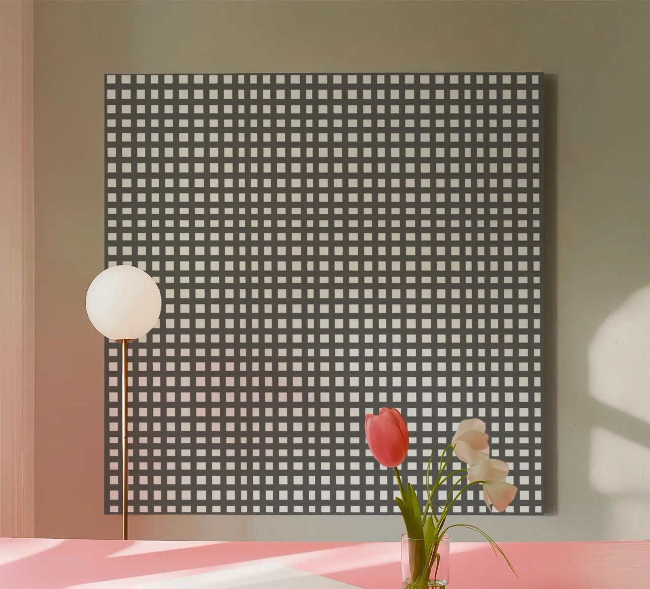 Grey square mesh grid tela da baobabprintstore
