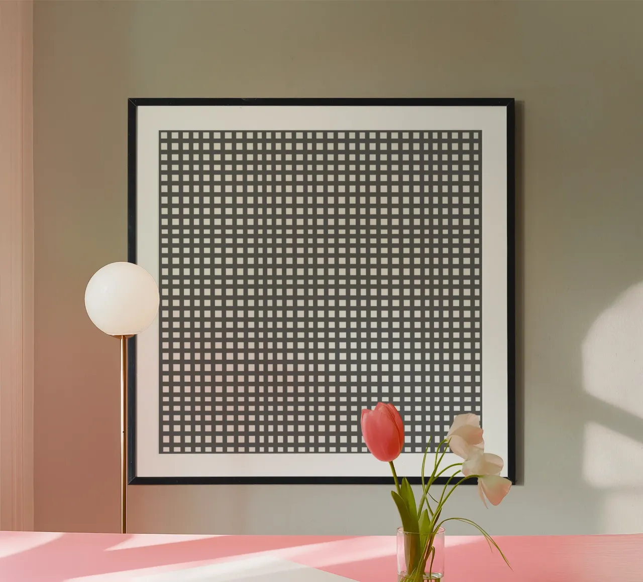 Grey square mesh grid Hahnemühle von baobabprintstore