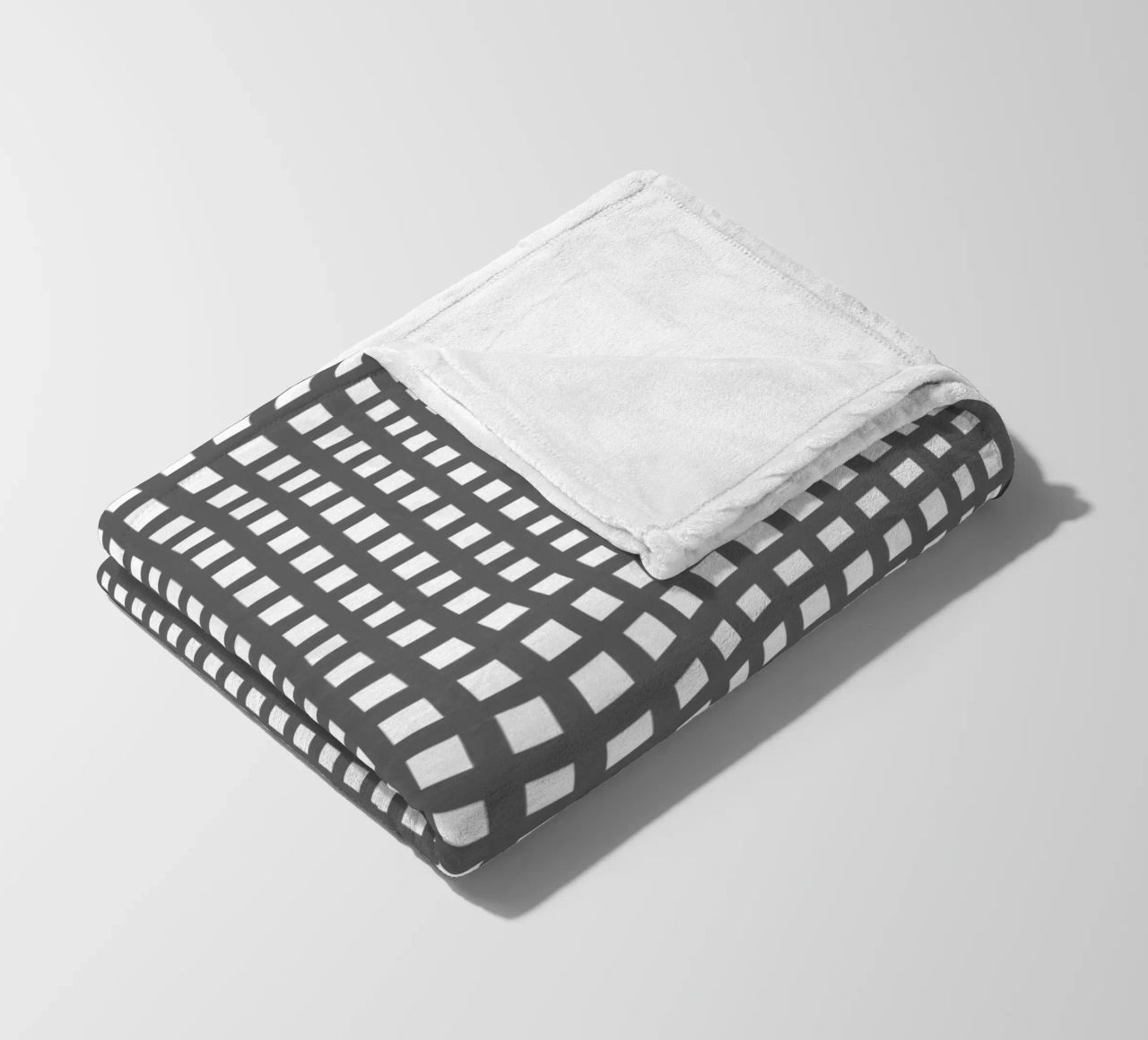 Grey square mesh grid coperta in pile da baobabprintstore