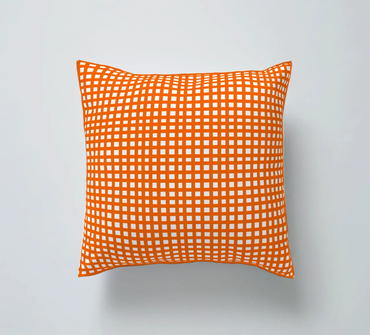 Orange square mesh grid cojín de baobabprintstore