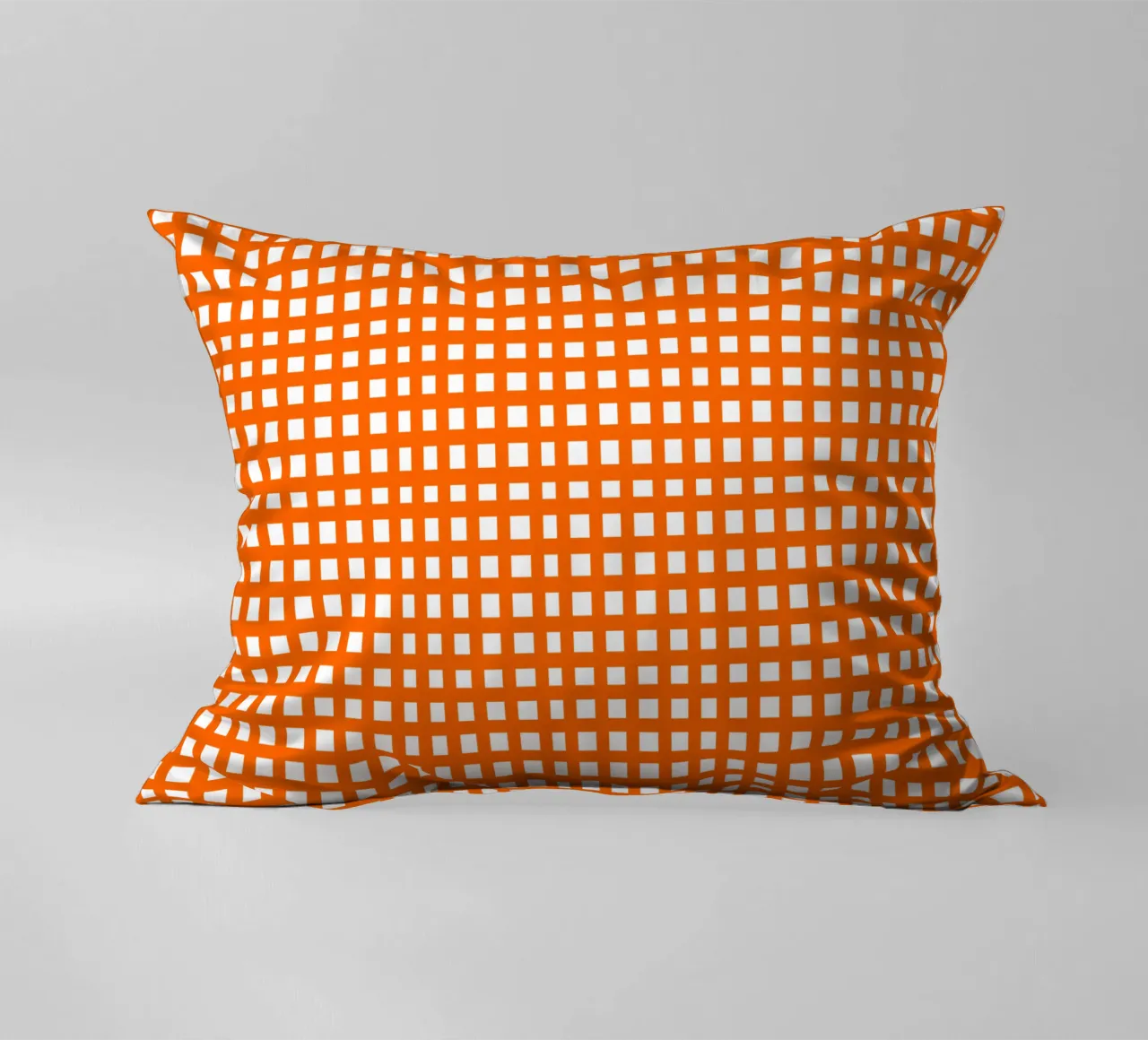 Orange square mesh grid cojín de baobabprintstore