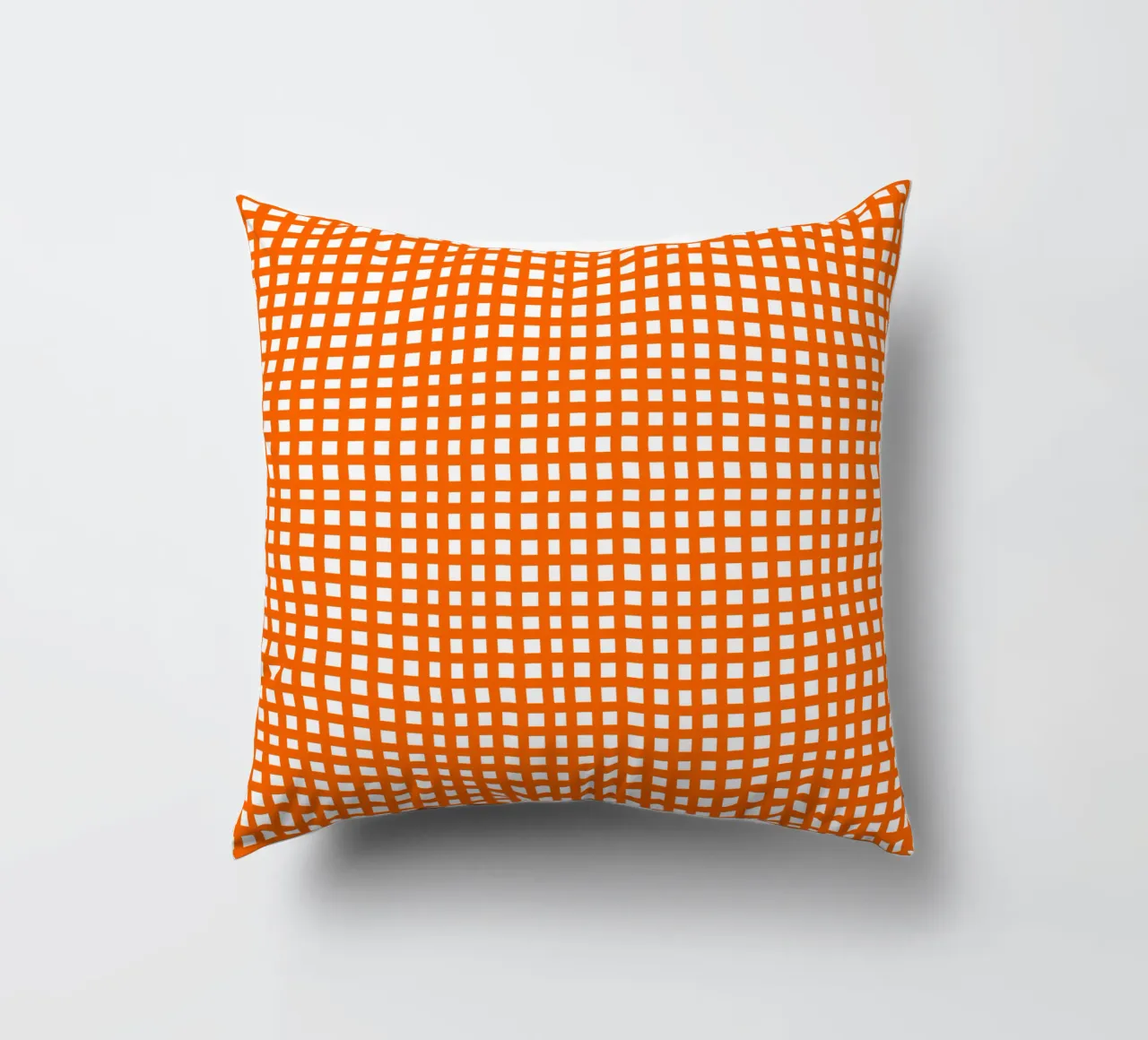 Orange square mesh grid cojín de baobabprintstore