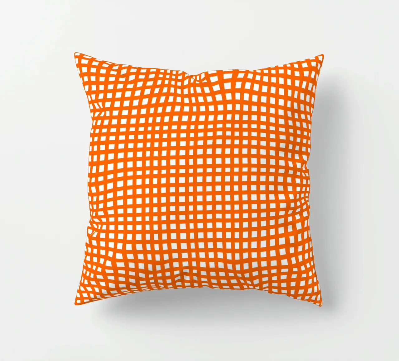 Orange square mesh grid cojín de baobabprintstore