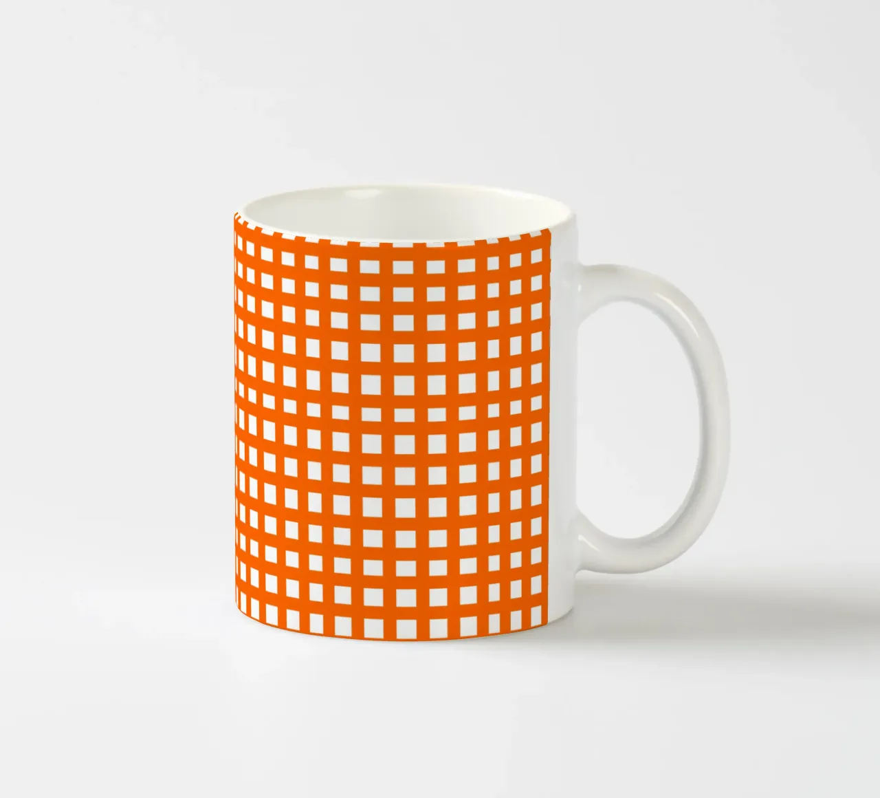 Orange square mesh grid Keramik Tasse von baobabprintstore