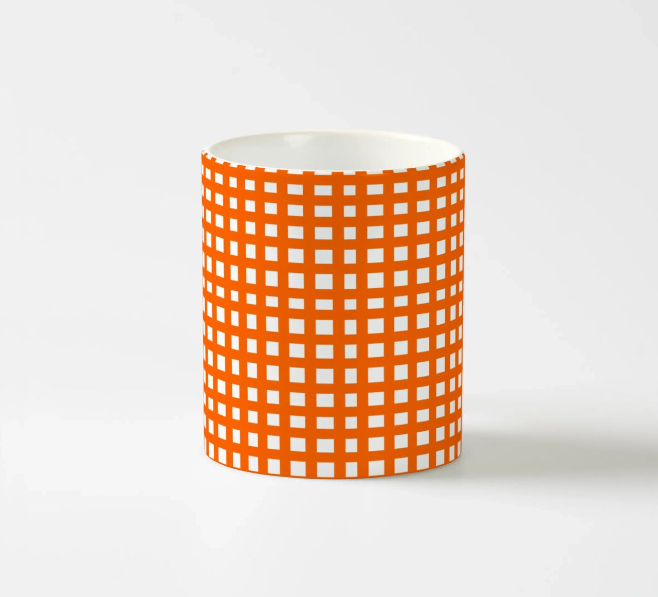 Orange square mesh grid tazza in ceramica da baobabprintstore