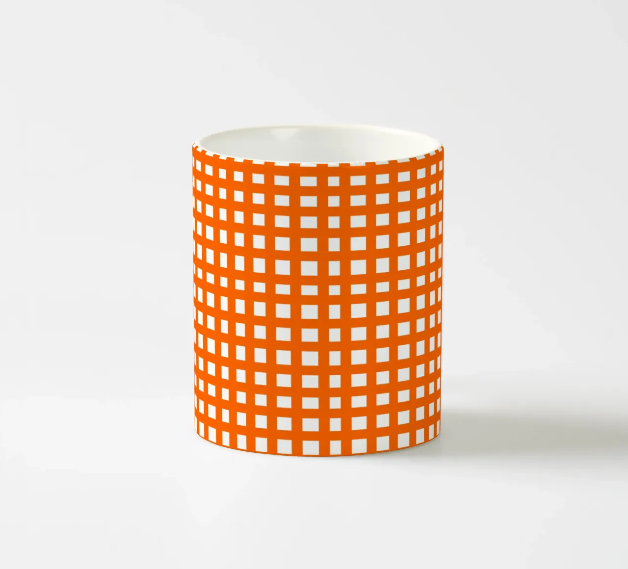 Orange square mesh grid Keramik Tasse von baobabprintstore