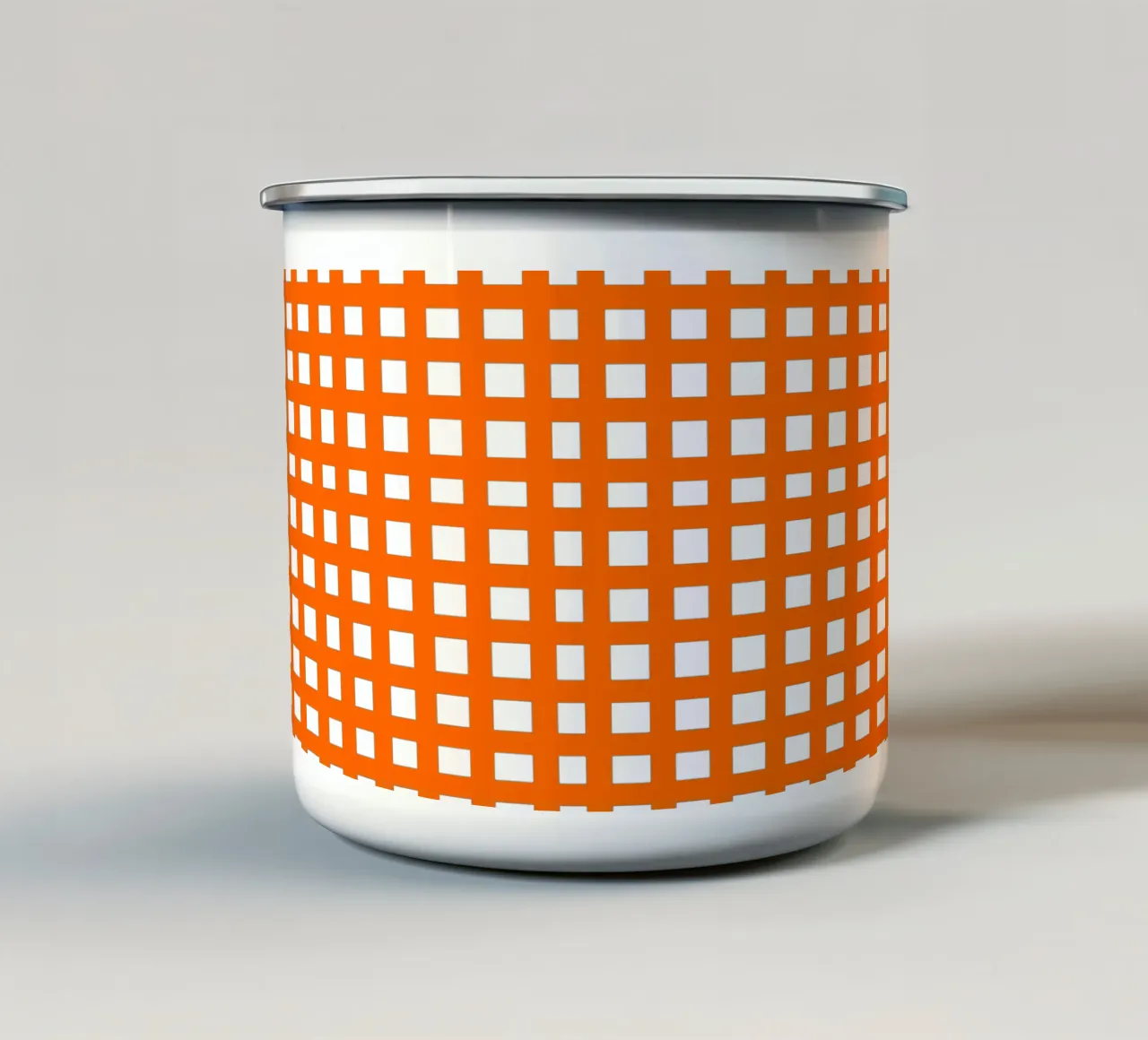 Orange square mesh grid Emaille Tasse von baobabprintstore