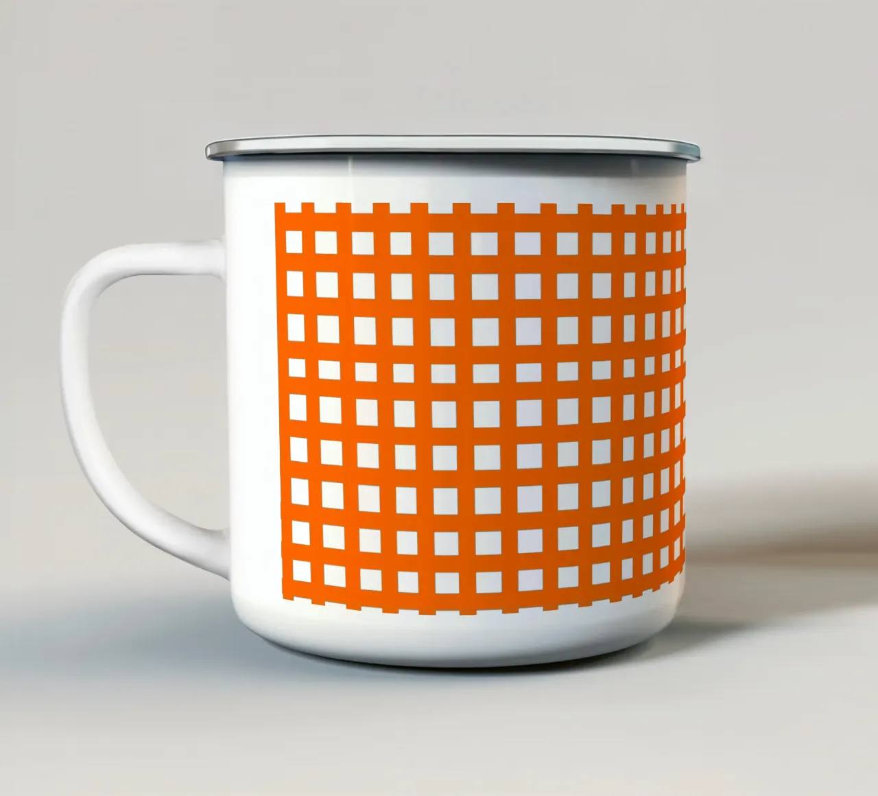 Orange square mesh grid Emaille Tasse von baobabprintstore