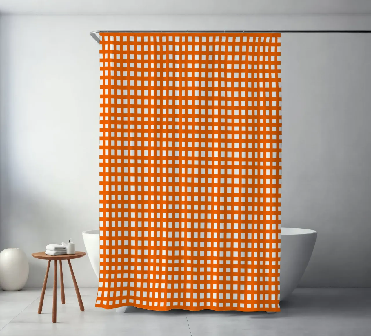 Orange square mesh grid tenda da doccia da baobabprintstore