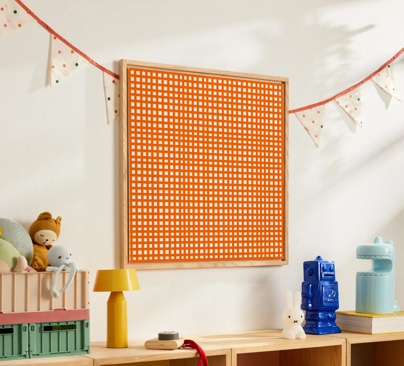 Orange square mesh grid acrylic glass by baobabprintstore