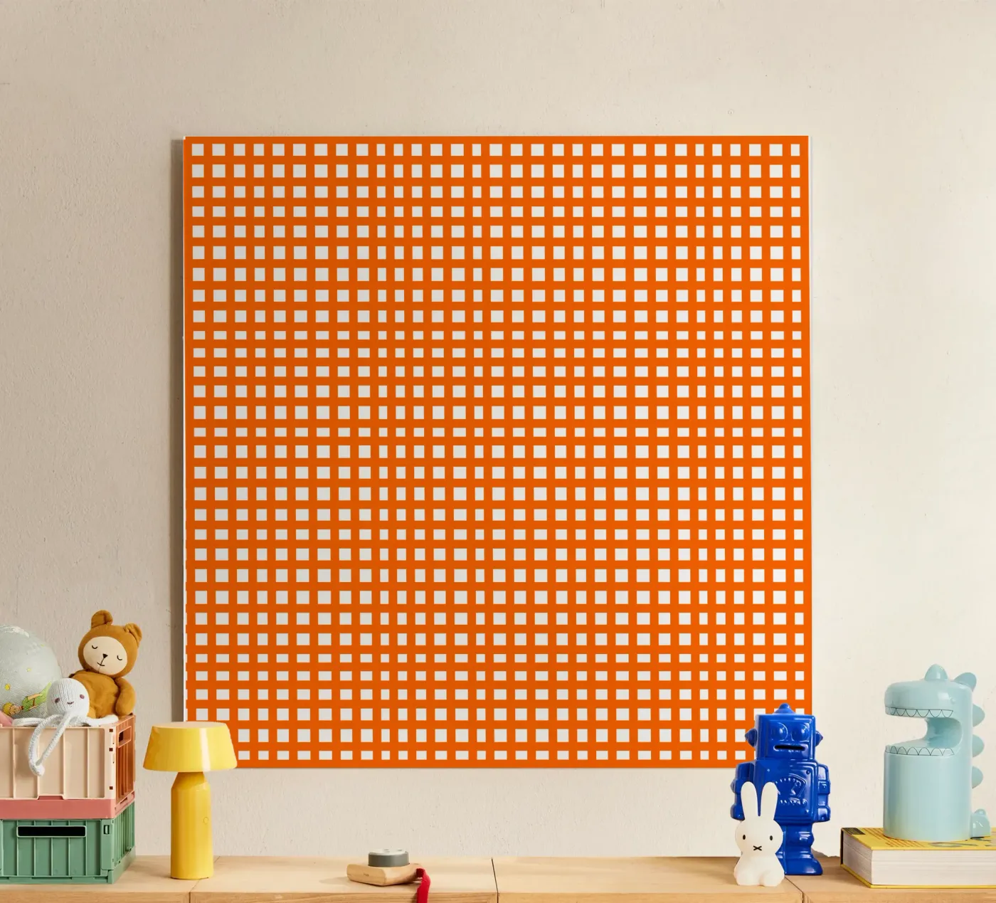 Orange square mesh grid acrylic glass by baobabprintstore