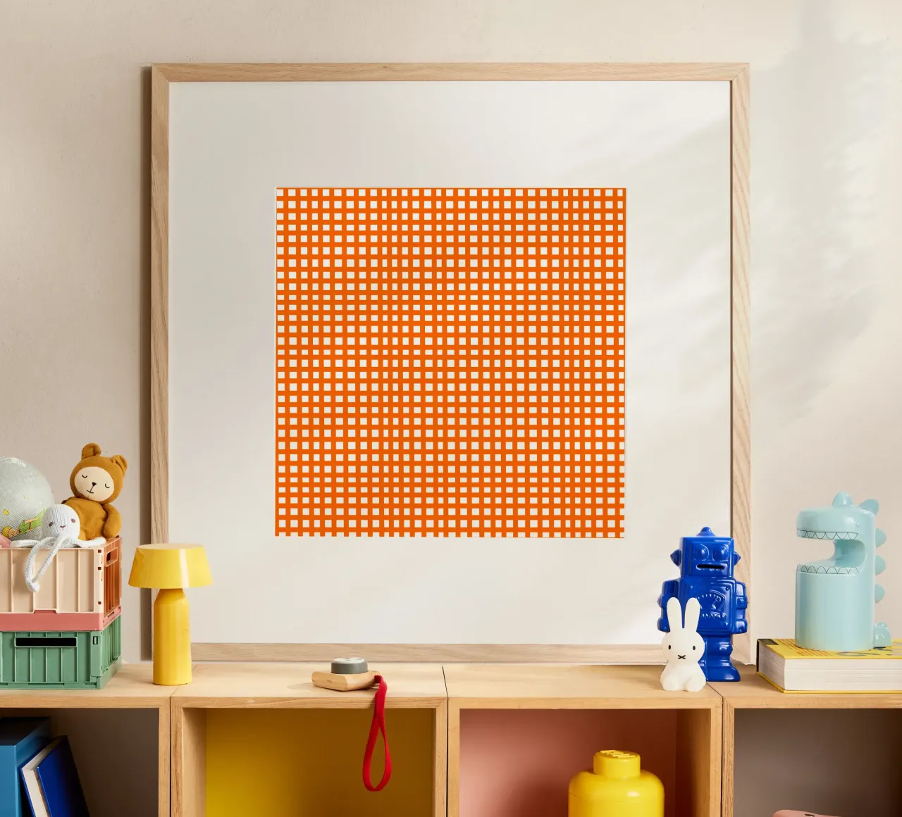 Orange square mesh grid poster da baobabprintstore