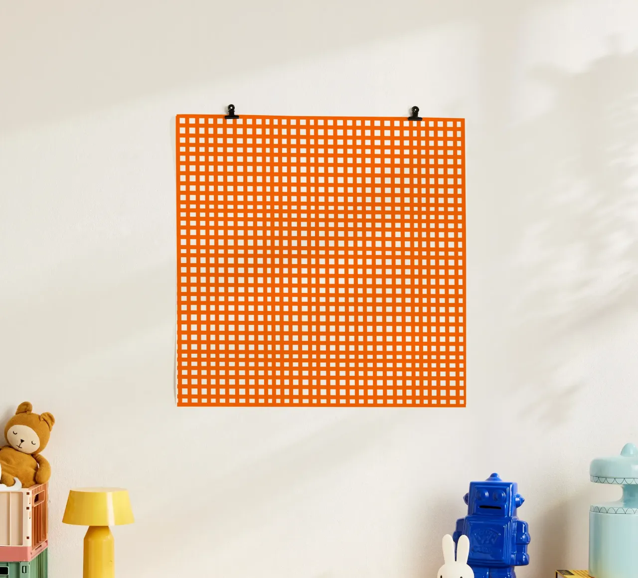 Orange square mesh grid poster da baobabprintstore