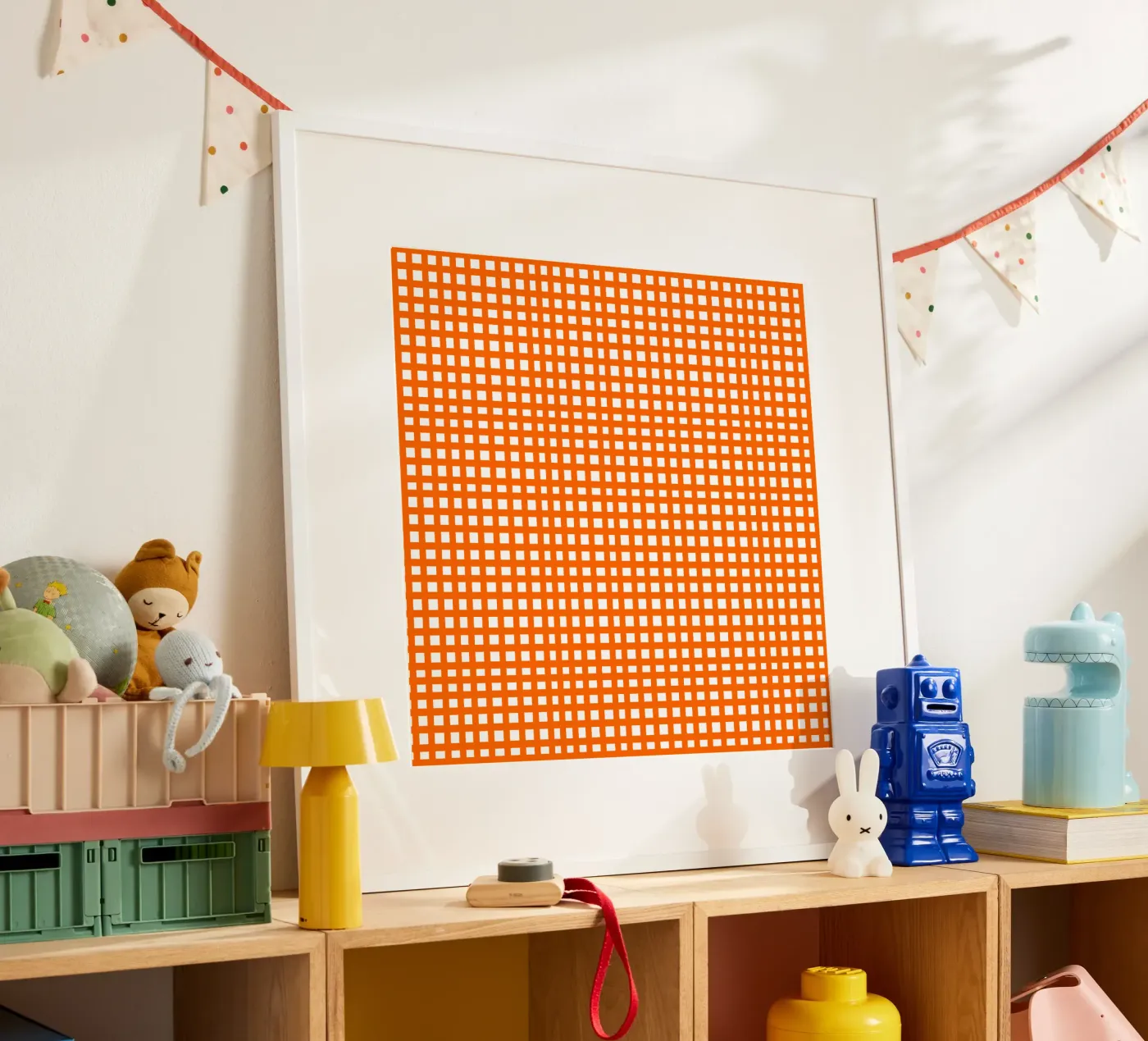 Orange square mesh grid poster da baobabprintstore