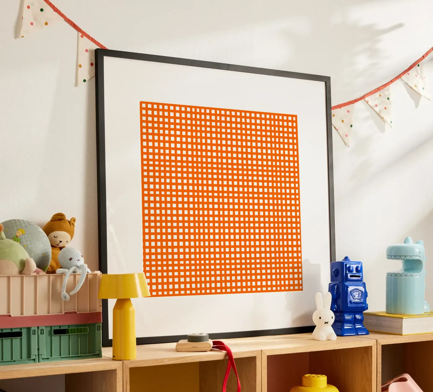 Orange square mesh grid poster da baobabprintstore