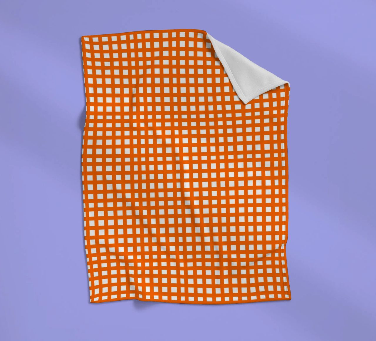 Orange square mesh grid coperta in pile da baobabprintstore