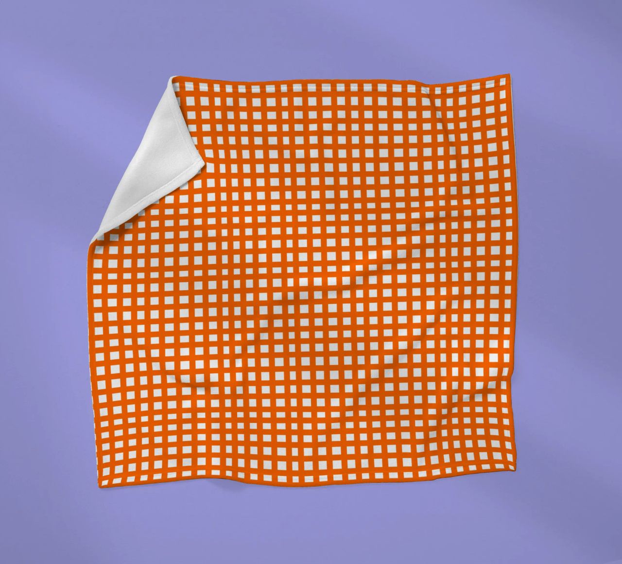 Orange square mesh grid coperta in pile da baobabprintstore