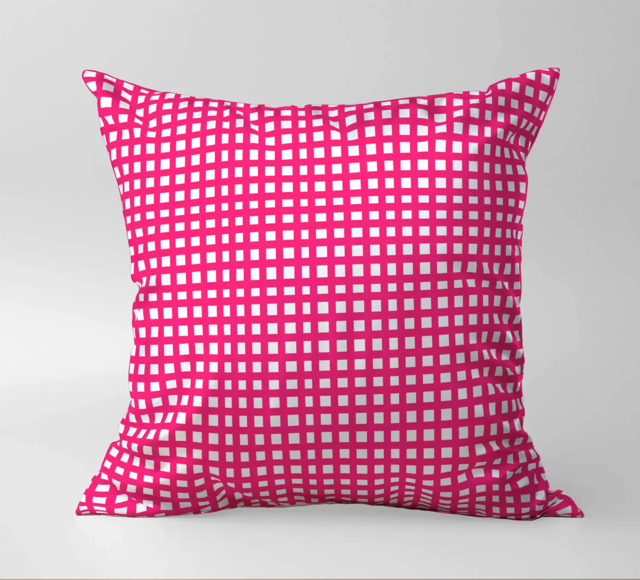 Pink square mesh grid Kissen von baobabprintstore