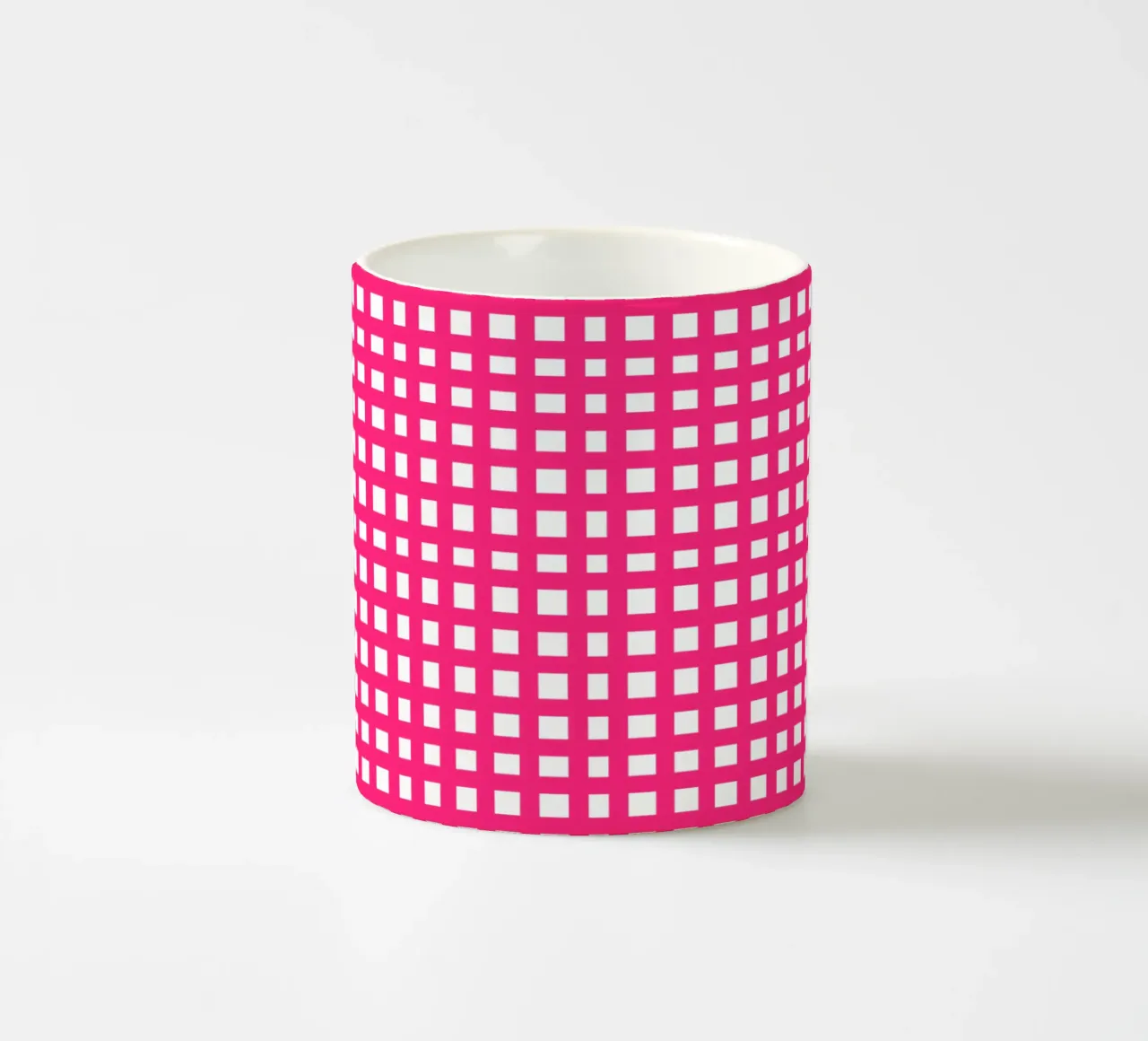 Pink square mesh grid Keramik Tasse von baobabprintstore