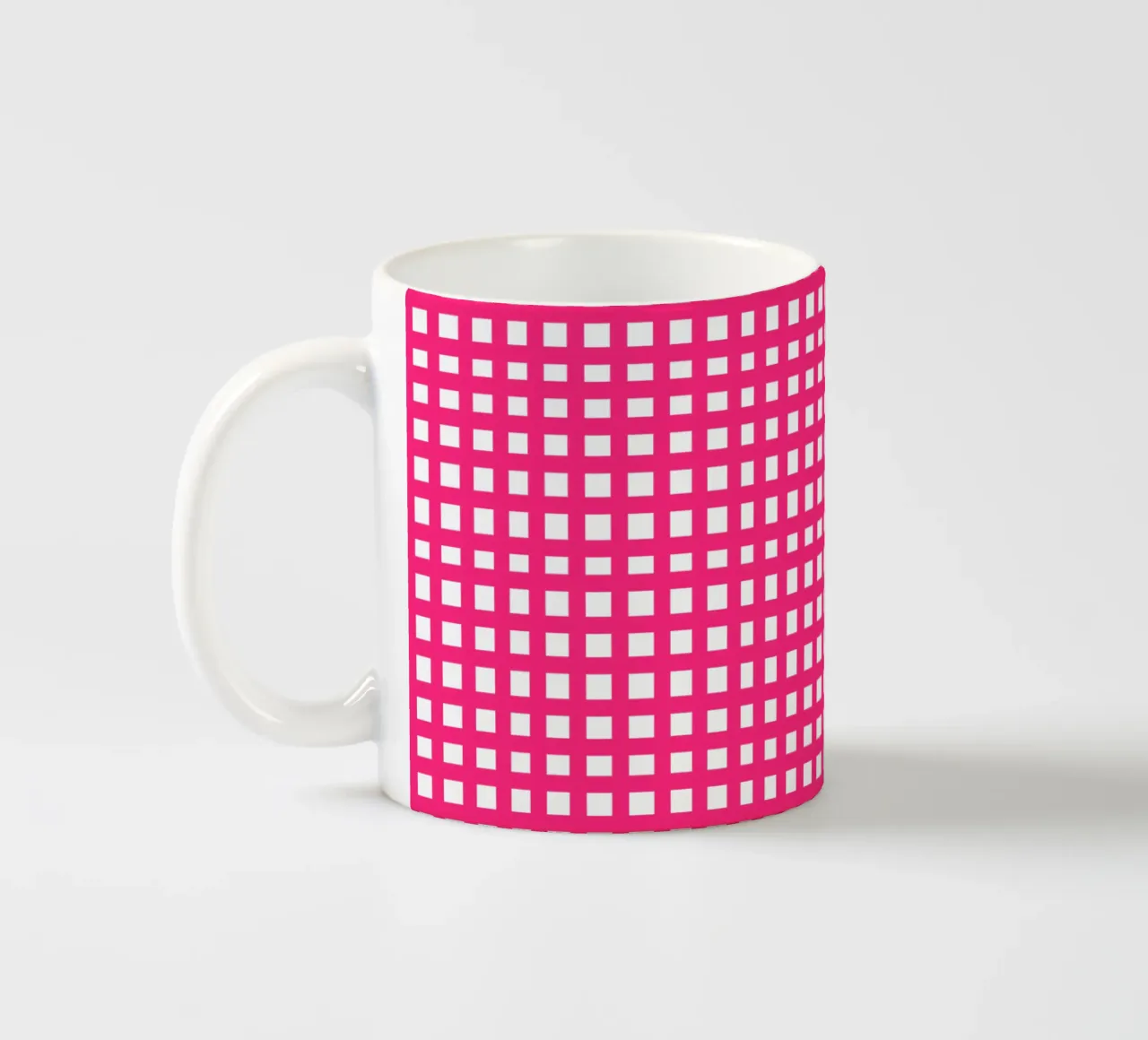 Pink square mesh grid Keramik Tasse von baobabprintstore