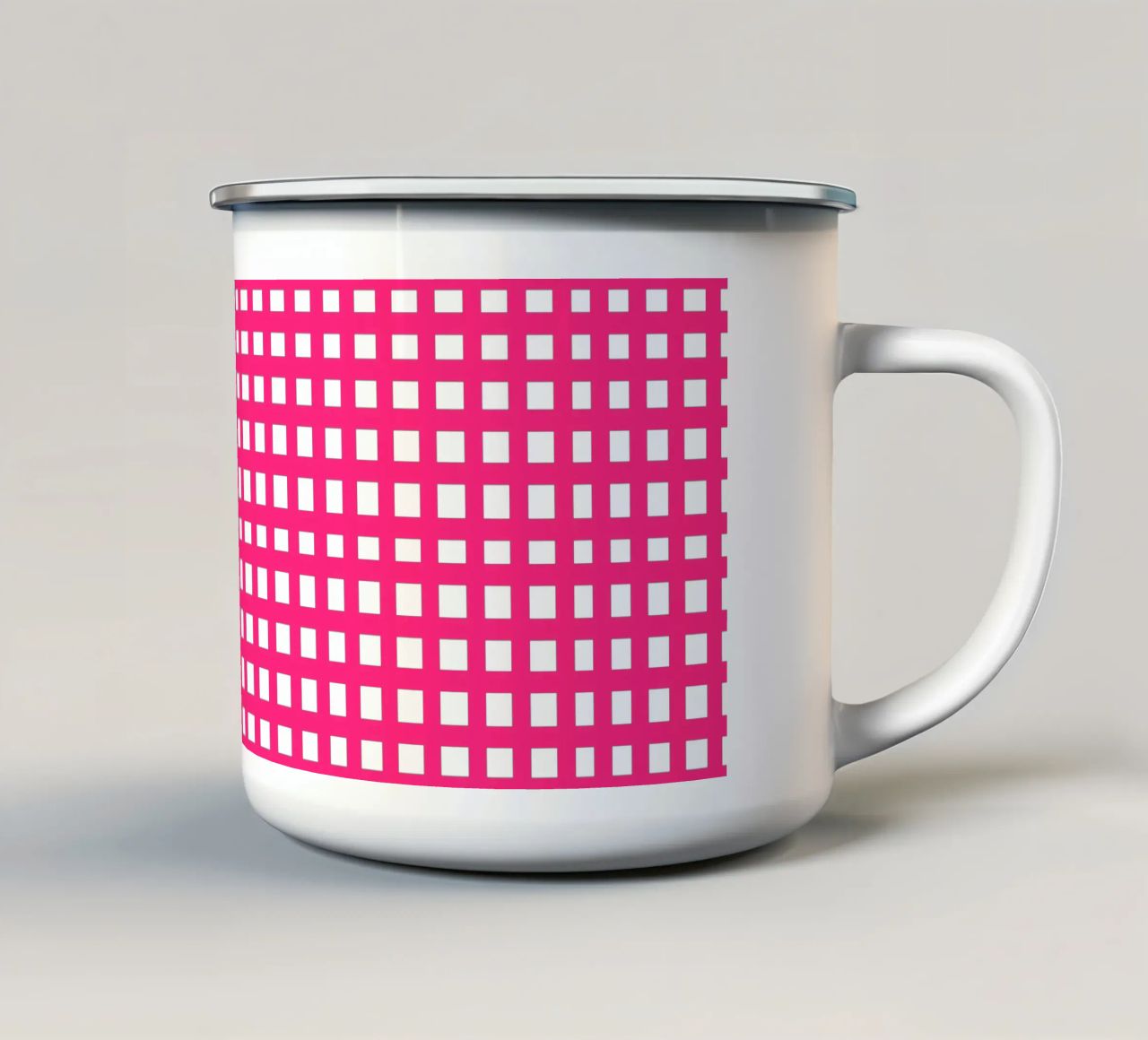 Pink square mesh grid tazza in smalto da baobabprintstore