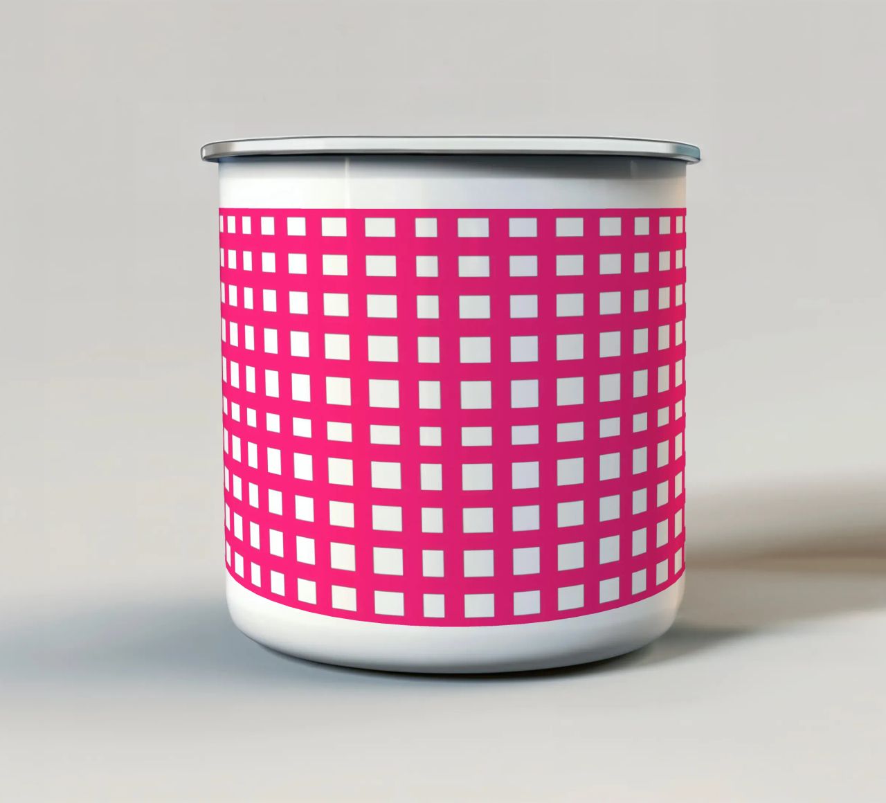Pink square mesh grid tazza in smalto da baobabprintstore