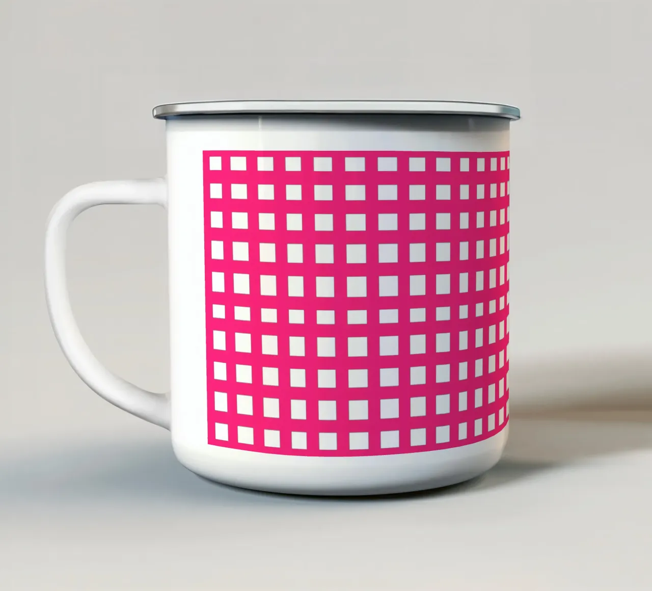 Pink square mesh grid Emaille Tasse von baobabprintstore