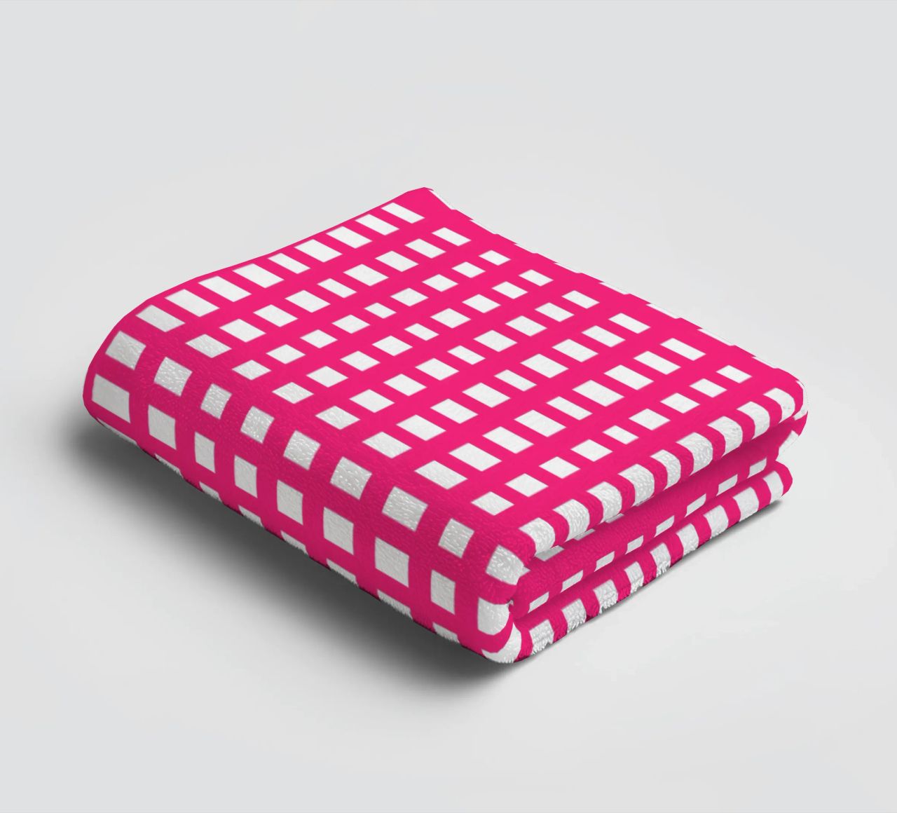 Pink square mesh grid asciugamano da bagno da baobabprintstore