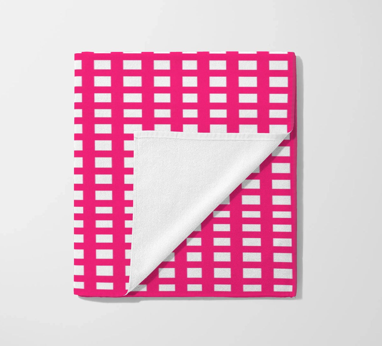 Pink square mesh grid telo mare da baobabprintstore