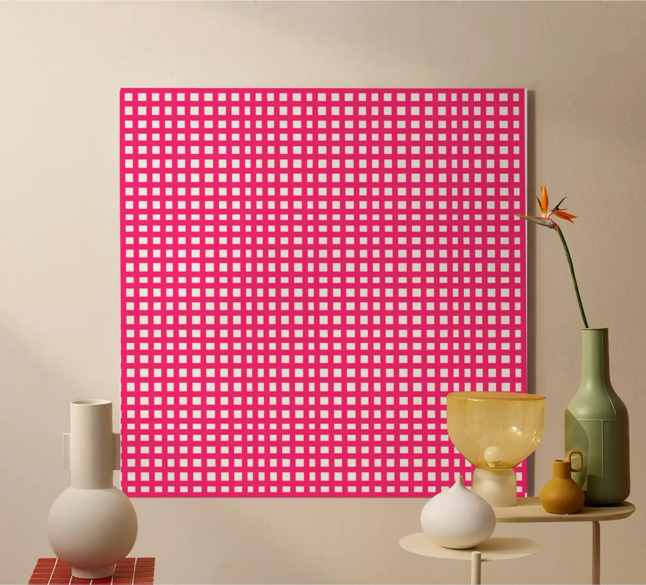 Pink square mesh grid plexiglass da baobabprintstore