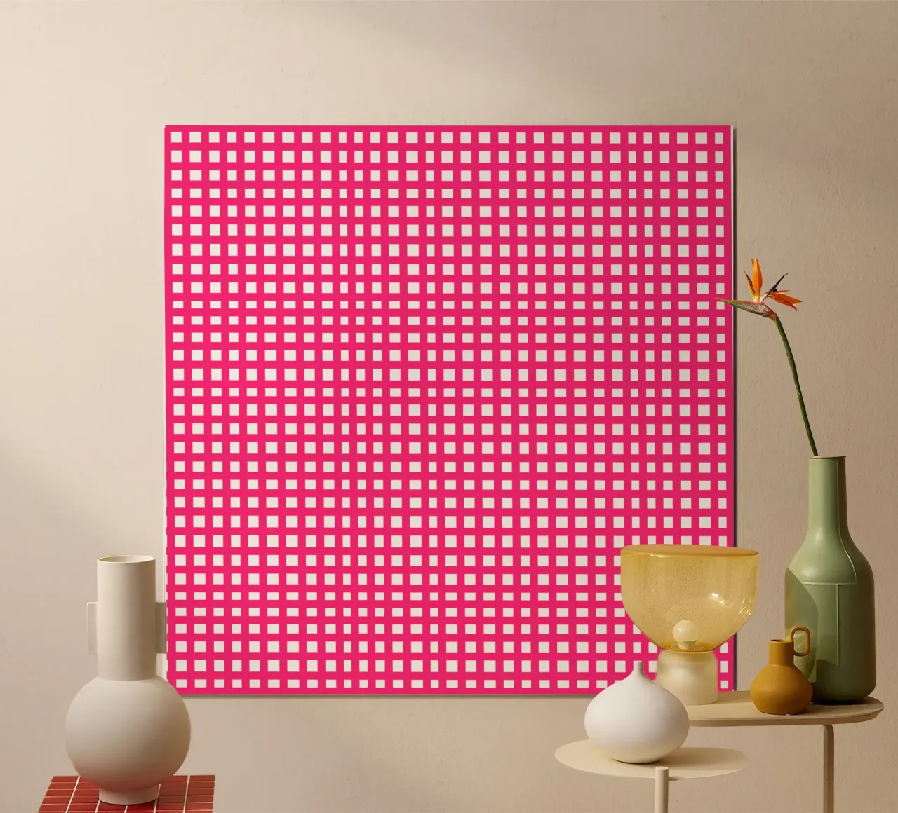 Pink square mesh grid poster da baobabprintstore