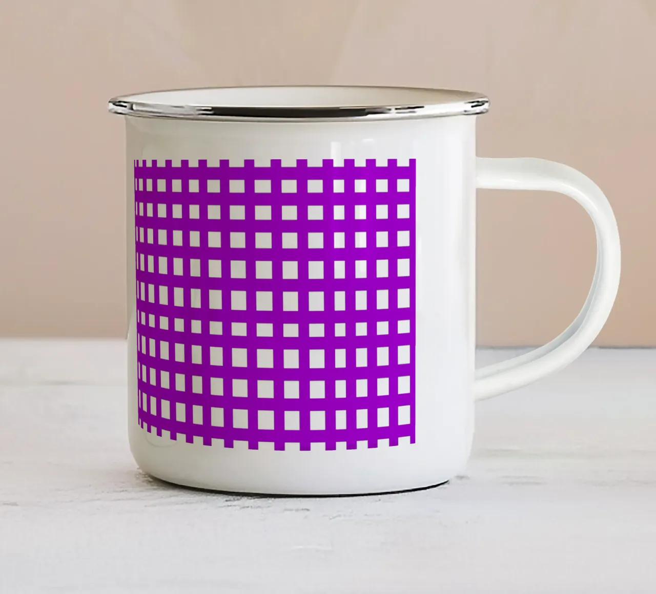 Purple square mesh grid Emaille Tasse von baobabprintstore