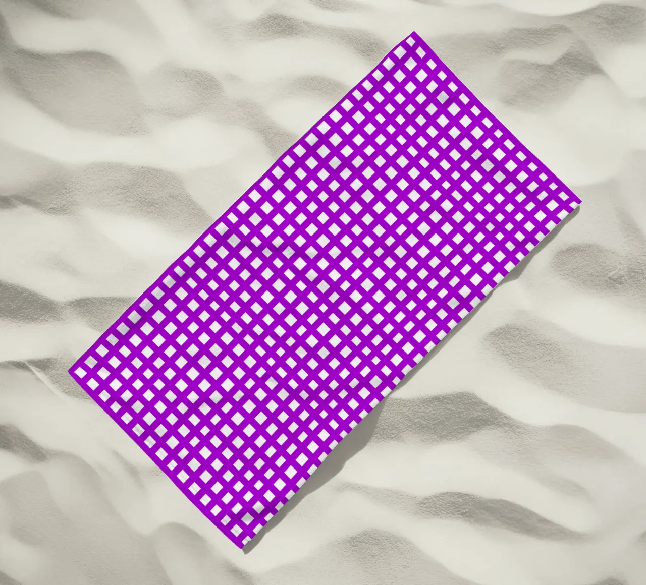 Purple square mesh grid toalla de playa de baobabprintstore