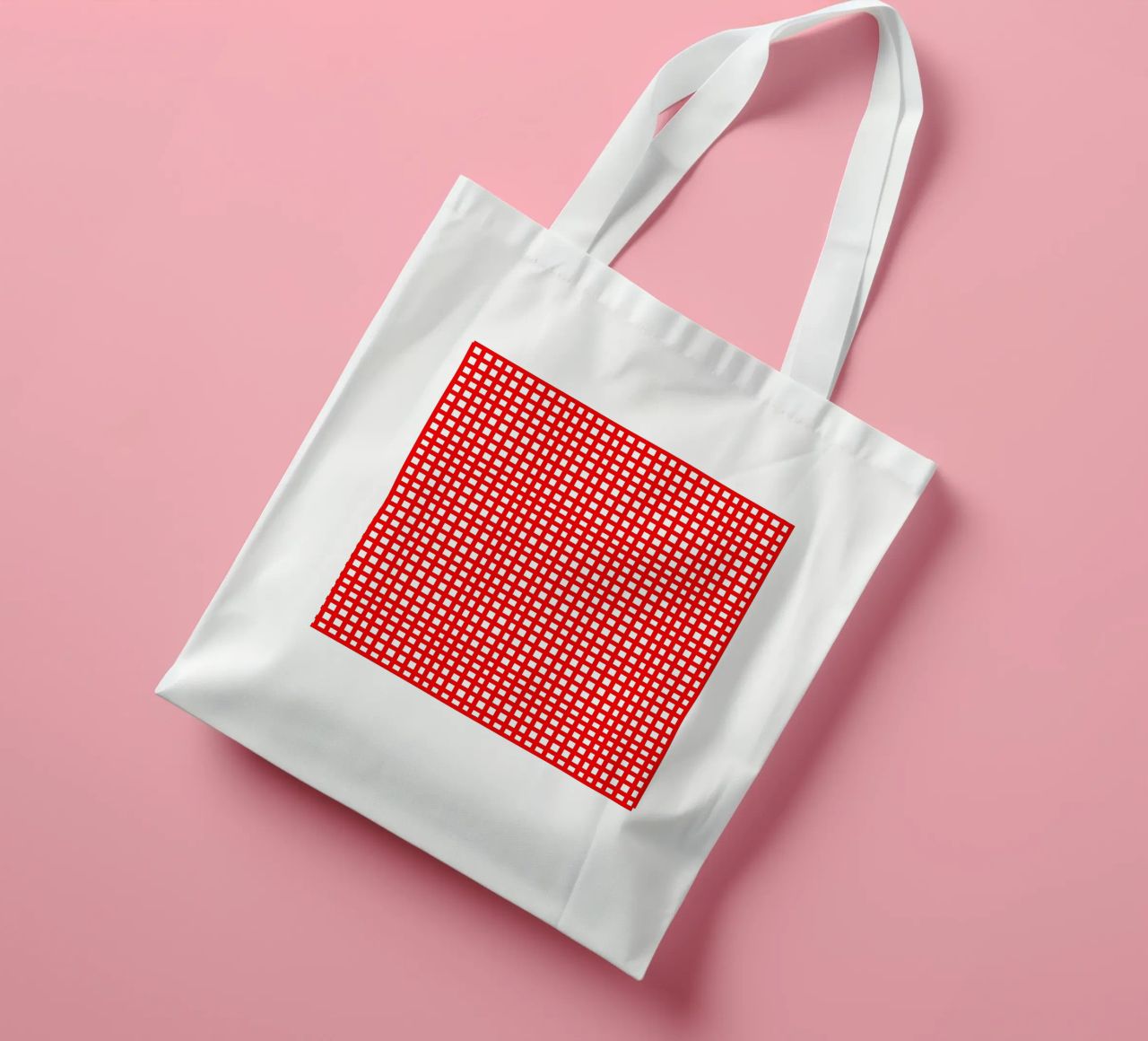 Red square mesh grid borsa in juta da baobabprintstore
