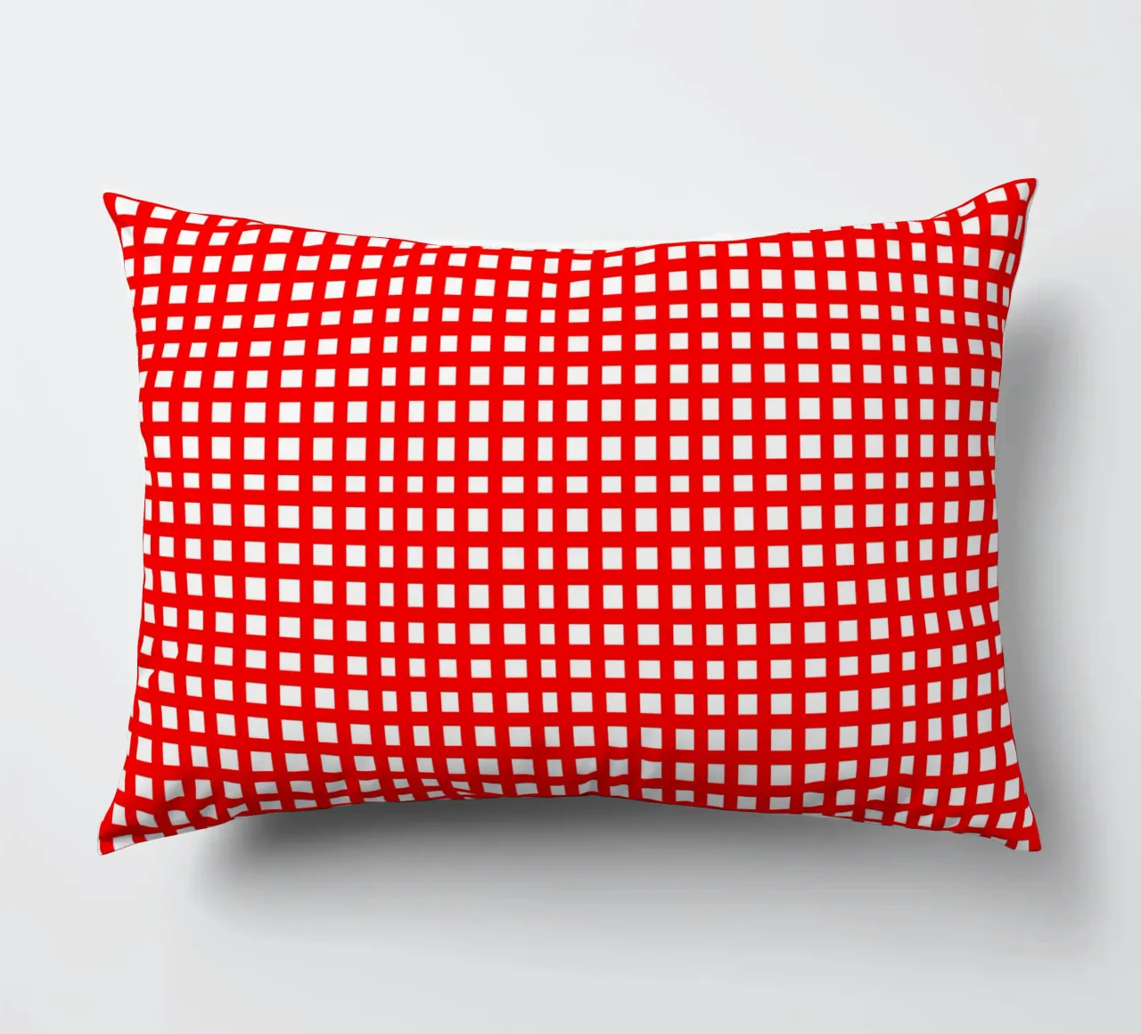 Red square mesh grid decorative cushion by baobabprintstore