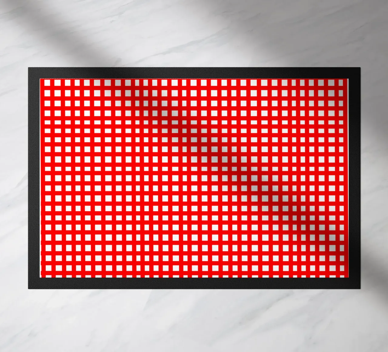 Red square mesh grid doormat by baobabprintstore