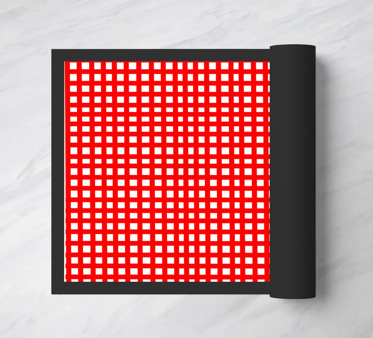Red square mesh grid doormat by baobabprintstore