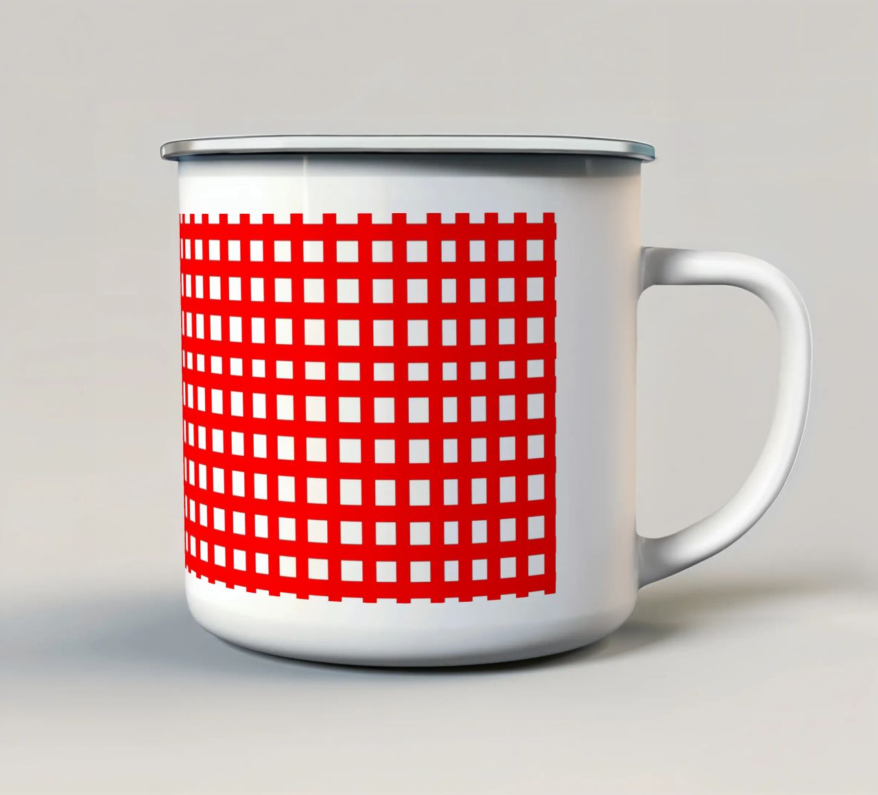 Red square mesh grid tazza in smalto da baobabprintstore