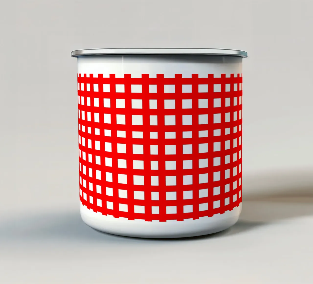 Red square mesh grid Emaille Tasse von baobabprintstore