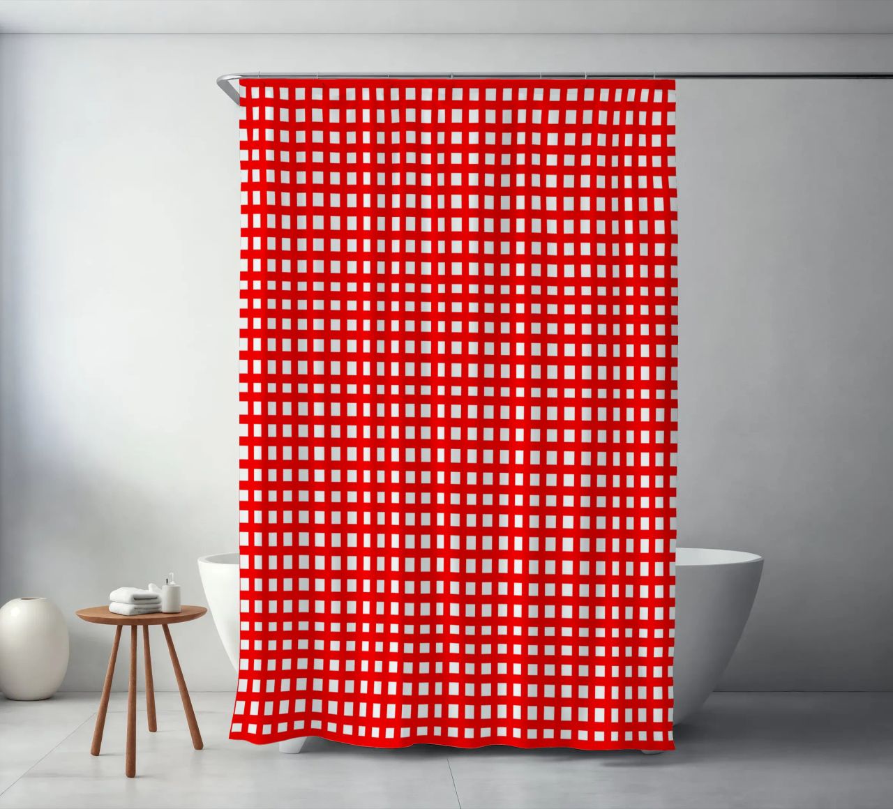 Red square mesh grid tenda da doccia da baobabprintstore
