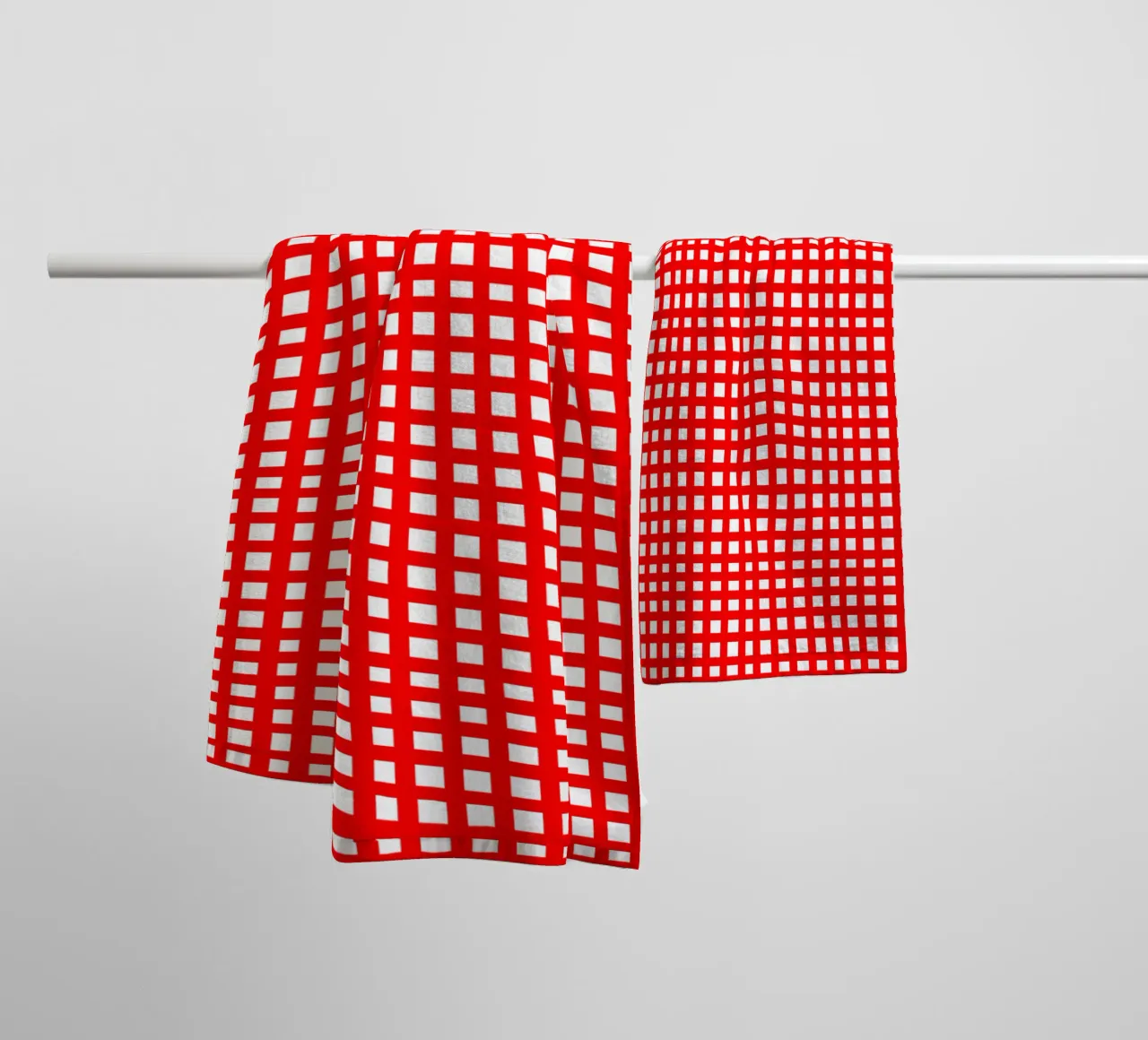 Red square mesh grid asciugamano da bagno da baobabprintstore