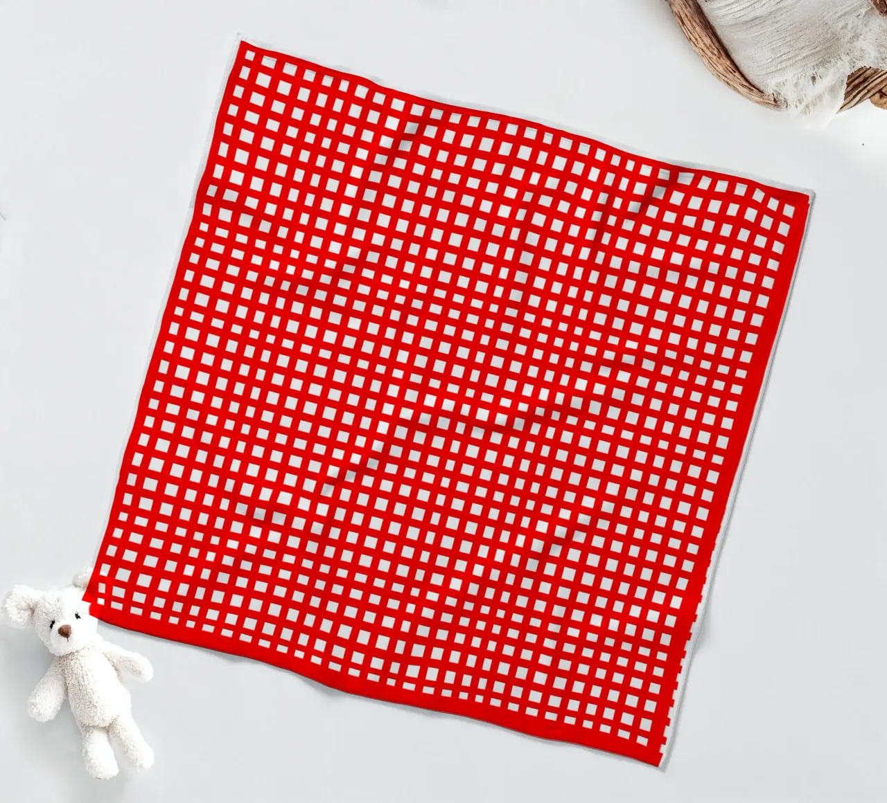 Red square mesh grid coperta in pile da baobabprintstore