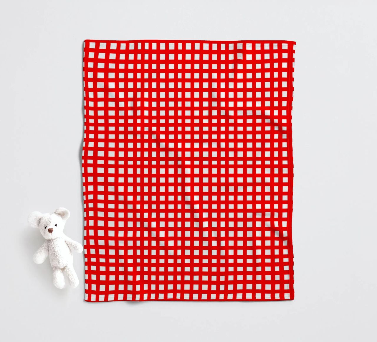 Red square mesh grid coperta in pile da baobabprintstore
