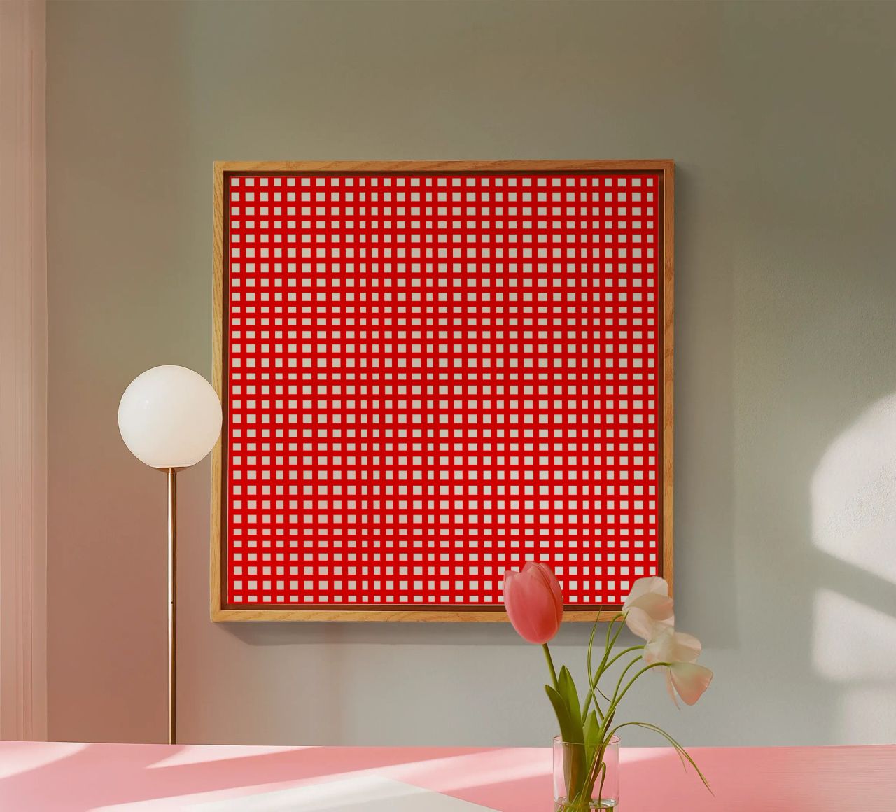 Red square mesh grid plexiglass da baobabprintstore