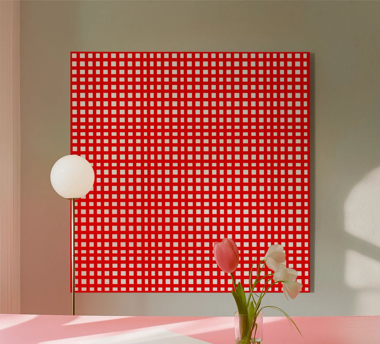 Red square mesh grid plexiglass da baobabprintstore