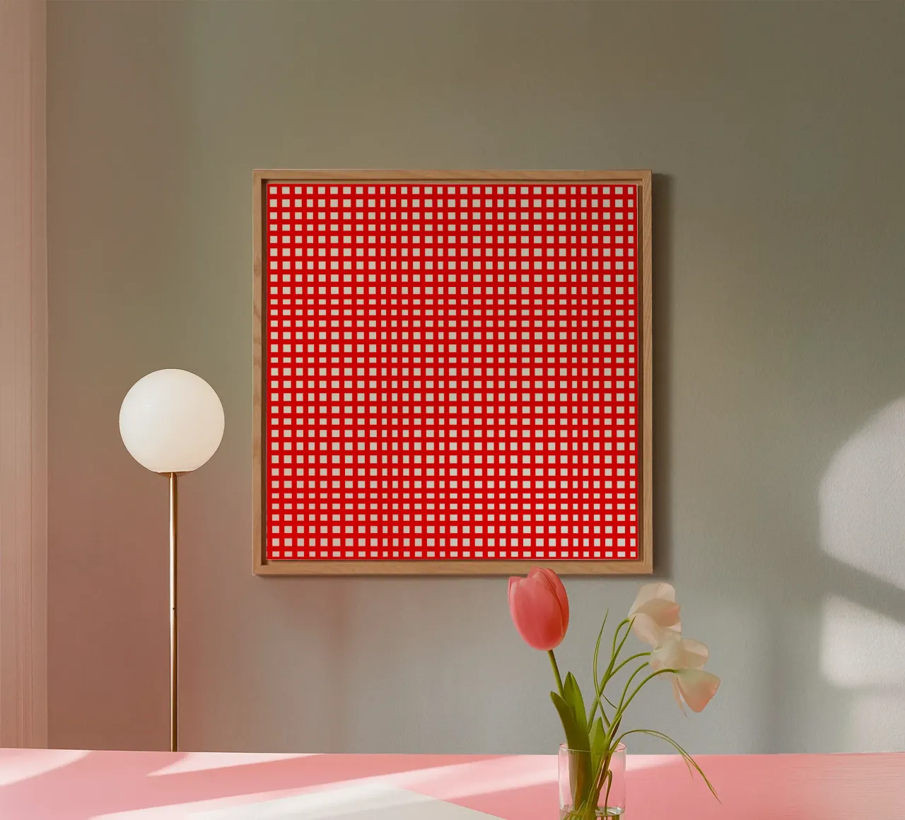 Red square mesh grid alluminio dibond da baobabprintstore