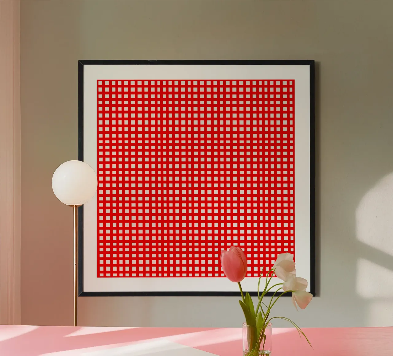 Red square mesh grid Hahnemühle von baobabprintstore