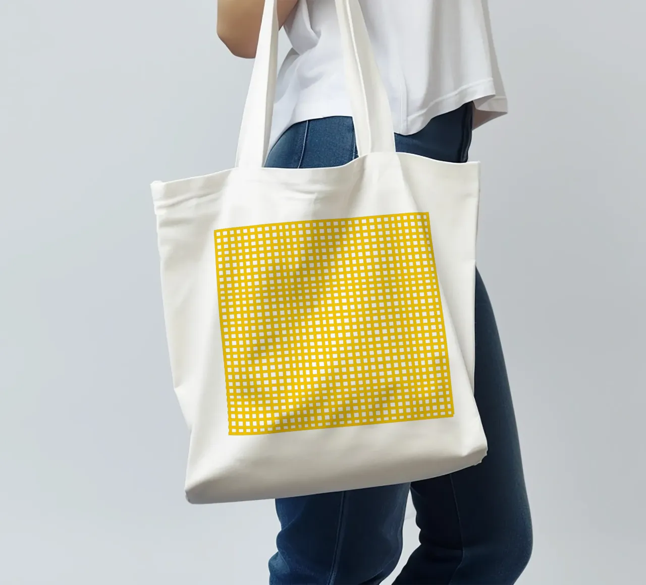 Yellow square mesh grid borsa in juta da baobabprintstore