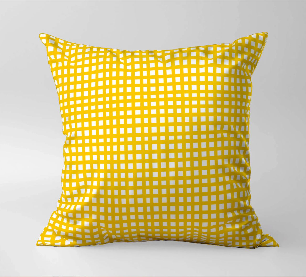 Yellow square mesh grid cuscino da baobabprintstore